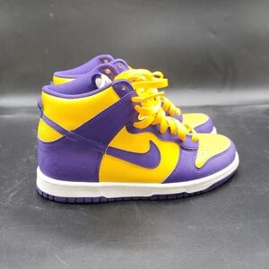 Nike Yellow and Purple High-Top Sneakers